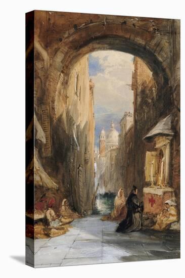 Venice: an Edicola Beneath an Archway, with Santa Maria Della Salute in the Distance, 1853-James Holland-Premier Image Canvas