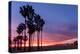 Venice Beach, CA, USA: Evening Sky Over Pacific Ocean, Santa Monica Mts & Pier With Palm Trees-Axel Brunst-Premier Image Canvas