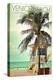 Venice Beach, California - Lifeguard Shack and Palm-Lantern Press-Stretched Canvas