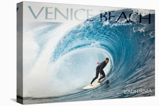 Venice Beach, California - Surfer in Perfect Wave-Lantern Press-Stretched Canvas