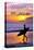 Venice Beach, California - the Waves are Calling - Surfer and Sunset-Lantern Press-Stretched Canvas