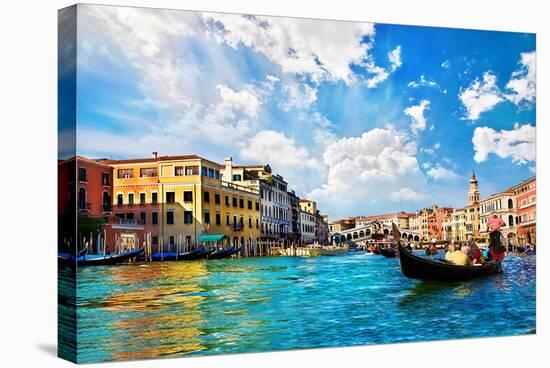 Venice Canal Rialto Bridge-null-Stretched Canvas