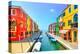 Venice Landmark, Burano Island Canal, Colorful Houses and Boats, Italy. Long Exposure Photography-stevanzz-Premier Image Canvas