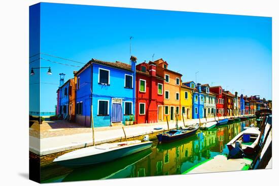 Venice Landmark, Burano Island Canal, Colorful Houses and Boats, Italy-stevanzz-Premier Image Canvas