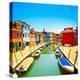 Venice Landmark, Burano Island Canal, Colorful Houses and Boats, Italy-stevanzz-Premier Image Canvas