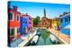 Venice Landmark, Burano Island Canal, Colorful Houses, Church and Boats, Italy-stevanzz-Premier Image Canvas