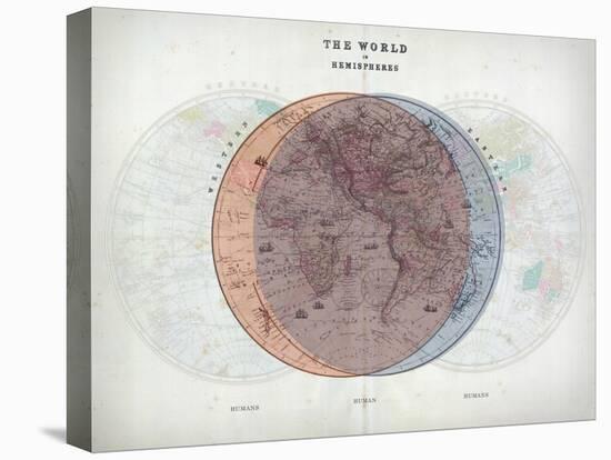 Venn Diagram of Humans - 1873, The World in Hemispheres Map-null-Premier Image Canvas