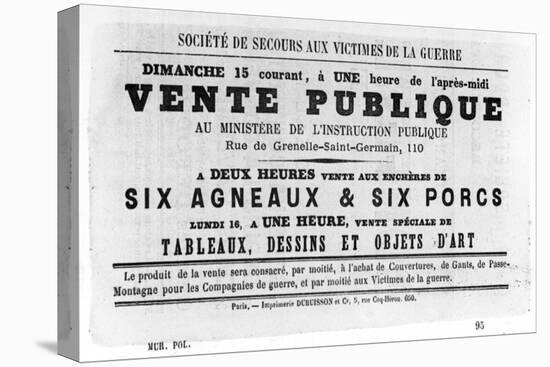 Vente Publique, from French Political Posters of the Paris Commune, May 1871-null-Premier Image Canvas