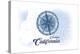 Ventura, California - Compass - Blue - Coastal Icon-Lantern Press-Stretched Canvas