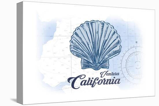 Ventura, California - Scallop Shell - Blue - Coastal Icon-Lantern Press-Stretched Canvas