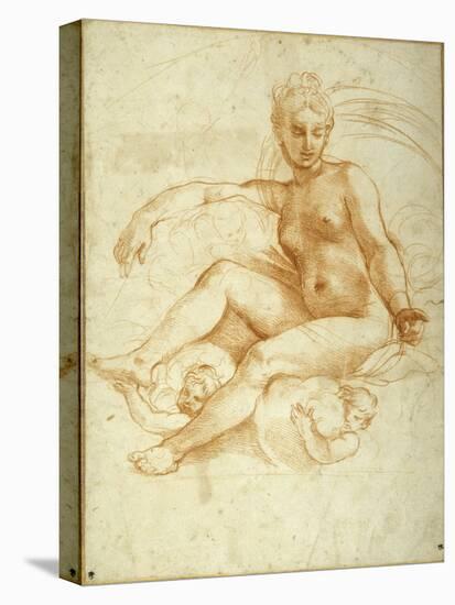 Venus Seated on Clouds Pointing Downwards-Raphael-Premier Image Canvas