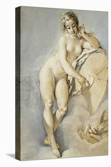 Venus Standing, Gesturing Towards a Heart on a Targe with Two Doves, 1754-Francois Boucher-Premier Image Canvas