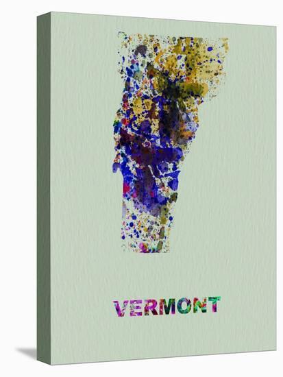 Vermont Color Splatter Map-NaxArt-Stretched Canvas