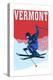 Vermont - Colorblocked Skier-Lantern Press-Stretched Canvas