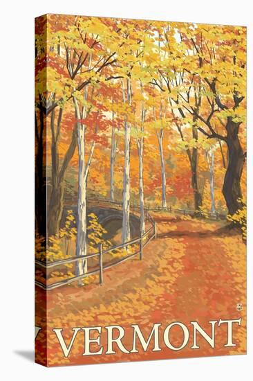 Vermont, Fall Colors Scene-Lantern Press-Stretched Canvas