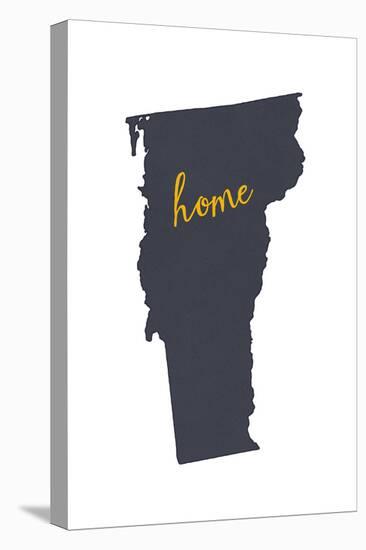 Vermont - Home State - Gray on White-Lantern Press-Stretched Canvas