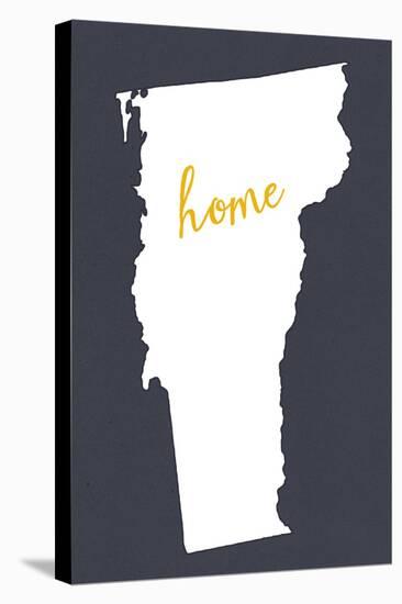 Vermont - Home State - White on Gray-Lantern Press-Stretched Canvas