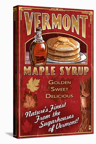 Vermont - Maple Syrup-Lantern Press-Stretched Canvas