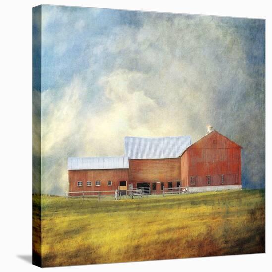 Vermont Red Barn-Dawne Polis-Stretched Canvas