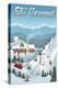 Vermont - Retro Ski Resort-Lantern Press-Stretched Canvas