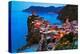 Vernazza Village, Aerial View on Sunset, Seascape in Five Lands, Cinque Terre National Park, Liguri-stevanzz-Premier Image Canvas