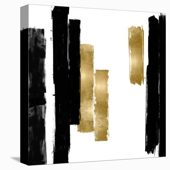 Vertical Black and Gold I-Ellie Roberts-Stretched Canvas