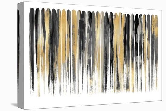 Vertical Lines Black Gold-David Moore-Stretched Canvas