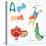 Very Cute Alphabet.A Letter. Ant, Astronaut, Apple, Alligator.-Ovocheva-Stretched Canvas