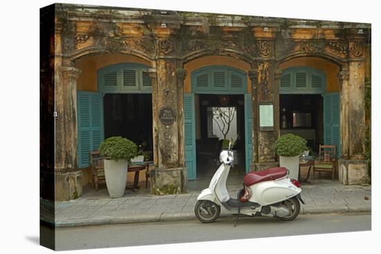 Vespa scooter and The Hill Station Deli and Boutique, Hoi An, Vietnam-David Wall-Premier Image Canvas