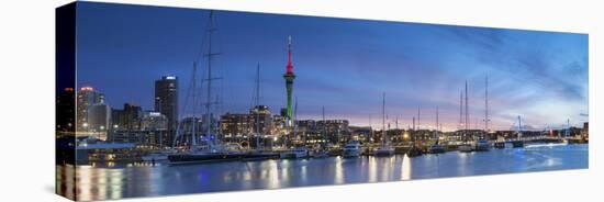 Viaduct Harbour and Sky Tower at Sunset, Auckland, North Island, New Zealand-Ian Trower-Premier Image Canvas