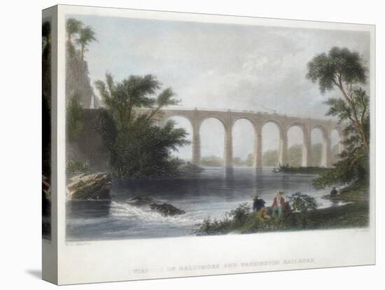 Viaduct on the Baltimore and Washington Railroad, C1838-Henry Adlard-Premier Image Canvas