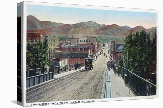 Viaduct View of Center Street - Pocatello, ID-Lantern Press-Stretched Canvas