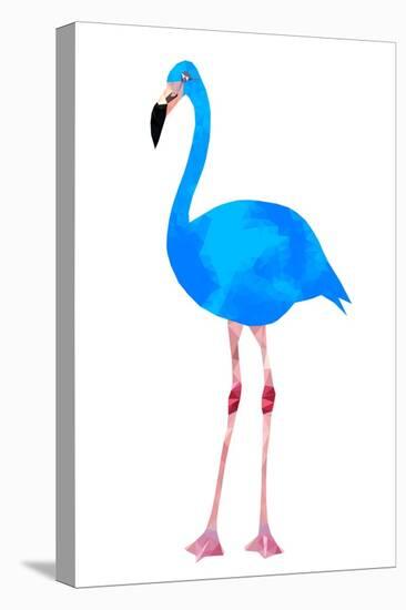 Vibrant Dark Blue Flamingo Bird Low Poly Triangle Vector Image-Samantha Jo Czerpak-Stretched Canvas