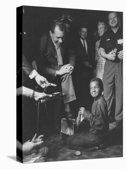 Vice President Richard M. Nixon Getting His Shoes Shined at the GOP Convention-Hank Walker-Premier Image Canvas