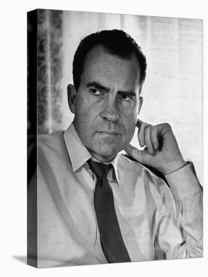 Vice President Richard Nixon with His Tie Loosened, in Shirt Sleeves in His Office-Hank Walker-Premier Image Canvas