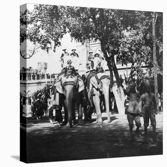 Viceregal Staff and His Daughter Taking Part in the Elephant Procession, Delhi, India, 1900s-H & Son Hands-Premier Image Canvas