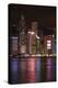 Victoria Harbor and light show on skyscrapers, Central, Hong Kong, China-David Wall-Premier Image Canvas