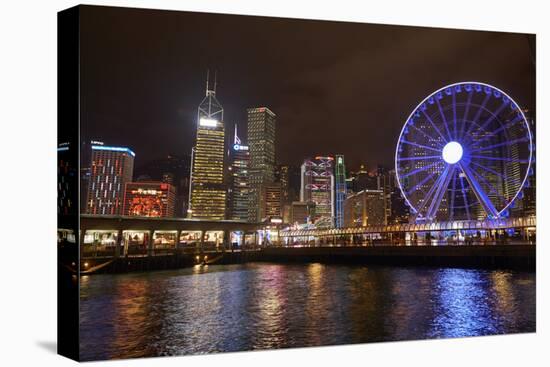 Victoria Harbor, Hong Kong Observation Wheel and skyscrapers, Central, Hong Kong, China-David Wall-Premier Image Canvas