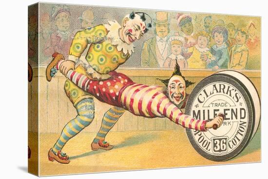 Victorian Clowns Using Spool as Wheel Barrow-null-Stretched Canvas