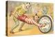 Victorian Clowns Using Spool as Wheel Barrow-null-Stretched Canvas