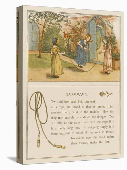 Victorian Girls in Bonnets Skipping-null-Stretched Canvas