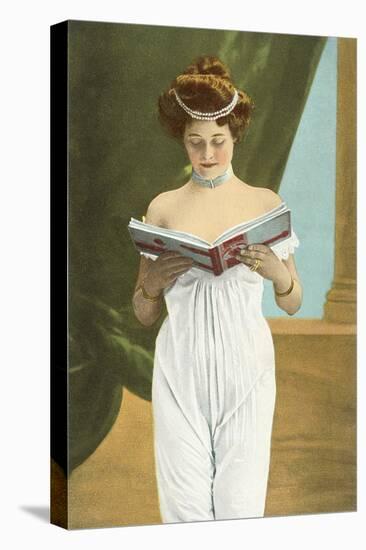 Victorian Woman Reading-null-Stretched Canvas