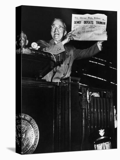 Victorious President Harry Truman Displaying Chicago Daily Tribune Headline, Dewey Defeats Truman-W^ Eugene Smith-Premier Image Canvas