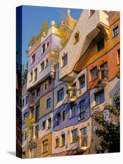 Vienna, Austria. Facade of Hundertwasserhaus, an apartment block designed by architect and artis...-null-Premier Image Canvas