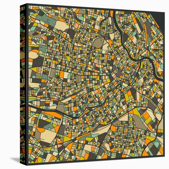 Vienna Map-Jazzberry Blue-Stretched Canvas