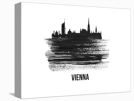 Vienna Skyline Brush Stroke - Black II-NaxArt-Stretched Canvas