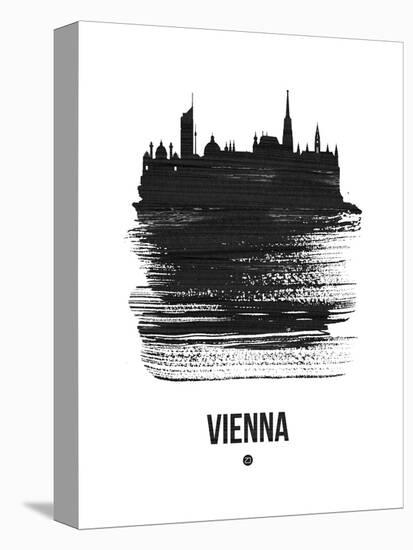 Vienna Skyline Brush Stroke - Black-NaxArt-Stretched Canvas