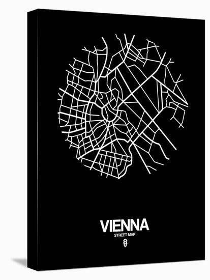 Vienna Street Map Black-NaxArt-Stretched Canvas