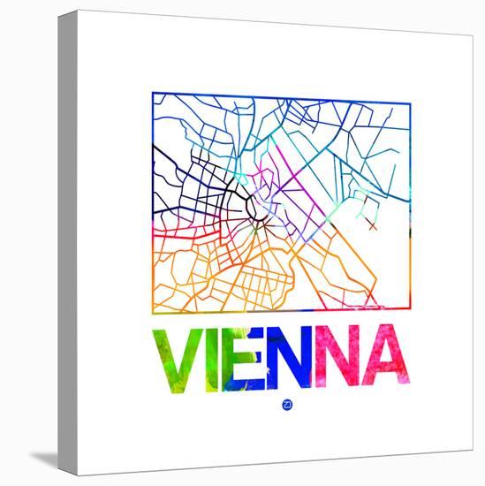 Vienna Watercolor Street Map-NaxArt-Stretched Canvas