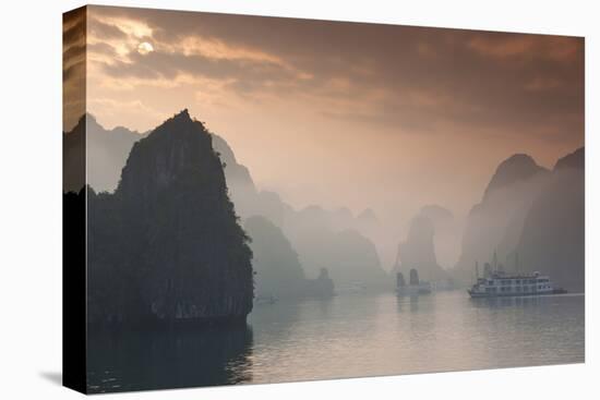 Vietnam, Halong Bay, Tourist Boats, Sunrise-Walter Bibikow-Premier Image Canvas